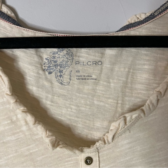 Anthropologie Pilcro Chrissy Babydoll Ruffle Cream Top - Picture 5 of 7